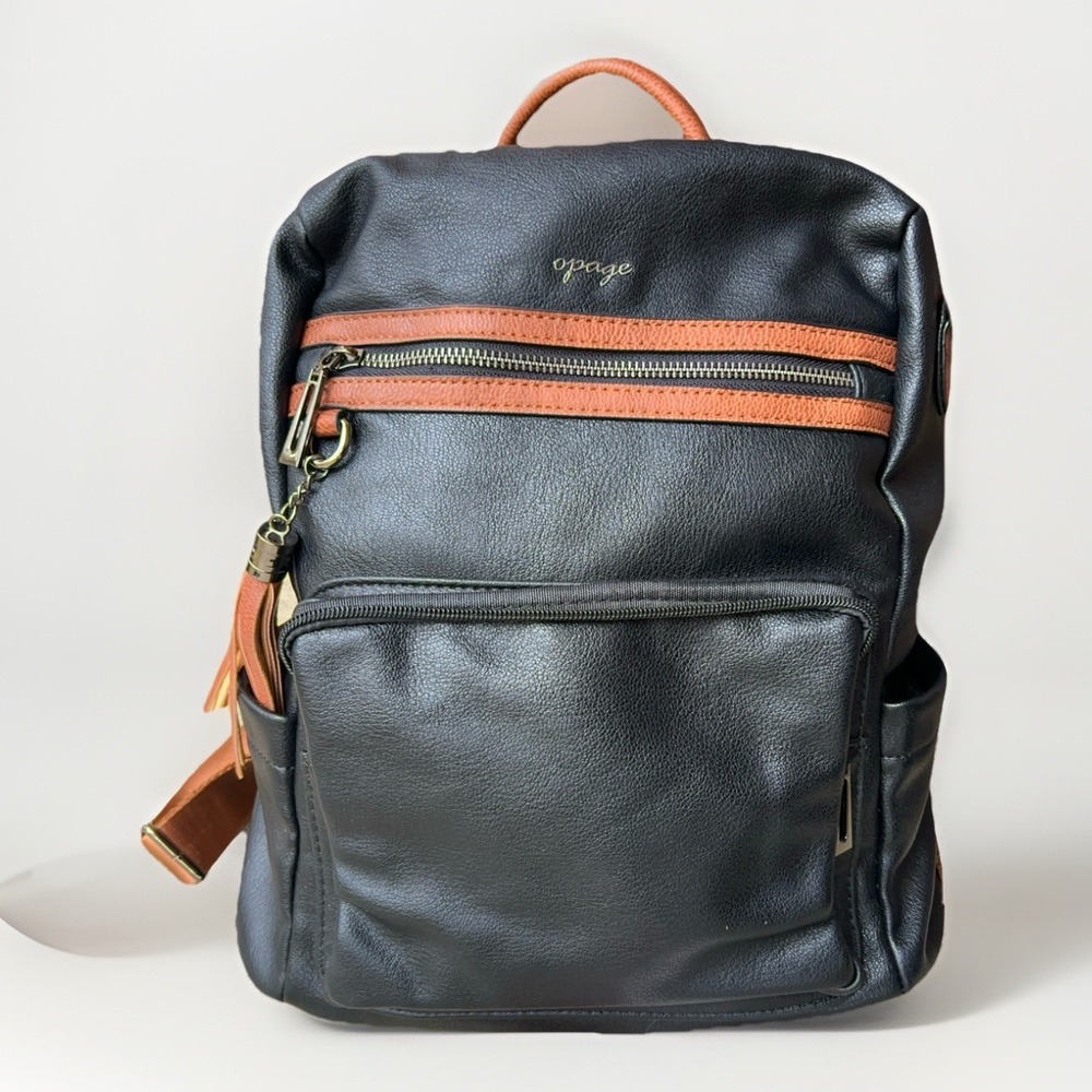 Opage Leather Backpack Purse  Black/brown Tassel NWOT